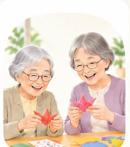 手芸・創作活動を楽しむ高齢者の様子