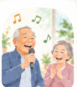 カラオケを楽しむ高齢者の様子